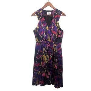 Milly of New York Abstract Print Silk Dress Women’s Sz 8 Black Multicolor